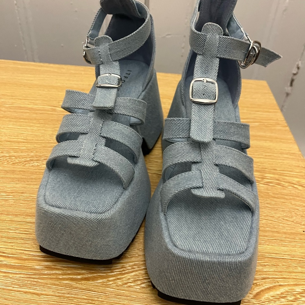Denim Platform Shoes 42 WORN FOR PHOTO SHOOT ONLY !!! - Picture 6 of 6